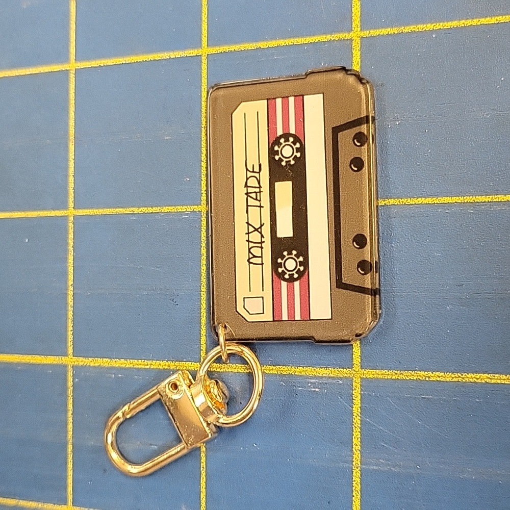 Retro Cassette Keychain - Black and Multicolor New